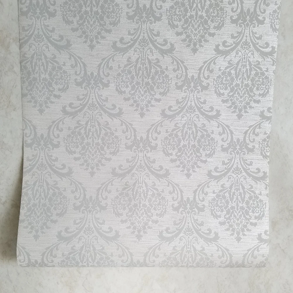 Wallpaper English Hills Silver Gray Damask